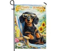 Bandiera da giardino per cani, occhiali da sole estivi rilassati girasoli gialli estivi su entrambi i lati, bandiere decorative esterne per esterni, portico, prato, patio, terrazza, 30,5 x 45,7 cm