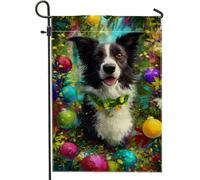 Bandiera da giardino per cani, ornamenti colorati con fiori verdi primaverili su entrambi i lati, bandiere decorative per esterni, prato, portico, patio, ingresso, 30,5 x 45,7 cm