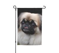 Bandiera da giardino per cani pechinesi, 30,5 x 45,7 cm, doppia faccia, per primavera ed estate, bandiera decorativa per cortile, piccola bandiera stagionale, decorazione per esterni