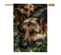 Bandiera da giardino per cani primaverile ed estate, marrone pastori tedeschi floreale, decorazione per la casa da giardino, bandiera da giardino in iuta su entrambi i lati, decorazione per esterni
