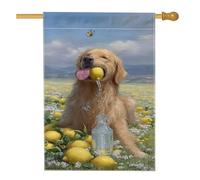 Bandiera da giardino per cani primaverili ed estivi, giallo Golden Retriever con farfalla, decorazione per esterni, in iuta su entrambi i lati, per feste di vacanza, 71 x 101 cm
