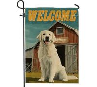 Bandiera da giardino per cani, rustica con erba corteccia di benvenuto marrone su entrambi i lati bandiere decorative per esterni per patio esterno prato portico ingresso campeggio 30,5 x 45,7 cm