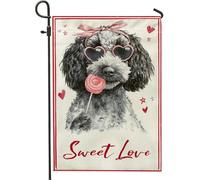 Bandiera da giardino per cani, San Valentino fantasiosi cuori lecca-lecca San Valentino rosso su entrambi i lati bandiere decorative per esterni per prato esterno portico patio ingresso 30,5 x 45,7 cm