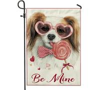 Bandiera da giardino per cani, San Valentino fantasioso cuore lecca-lecca San Valentino pesca su entrambi i lati bandiere decorative esterne per patio esterno prato portico ingresso campeggio 30,5 x