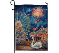 Bandiera da giardino per carnevale, ruota panoramica colorata con fuochi d'artificio per celebrazioni estive, striscione da cortile, in tessuto double-face, decorazione per esterni, festa festiva
