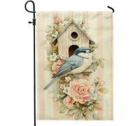 Bandiera da giardino per casa degli uccelli blu primaverile estate, bandiere colorate floreali per esterni, decorazione per prato su entrambi i lati, per feste in casa, 30,5 x 45,7 cm