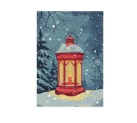 Bandiera da giardino per casa, lanterna natalizia su neve, striscioni su entrambi i lati per casa di fattoria decorativa per esterni 30,5 x 45,7 cm