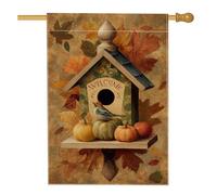 Bandiera da giardino per casetta degli uccelli autunnale, decorazione per la casa e il cortile, bandiera decorativa su entrambi i lati, per esterni, decorazione stagionale, 71 x 101 cm