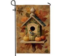 Bandiera da giardino per casetta degli uccelli autunnale, decorazione per la casa e il cortile, bandiera decorativa su entrambi i lati, per esterni, decorazione stagionale, 30,5 x 45,7 cm