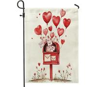 Bandiera da giardino per cassetta postale, romantica, fantasiosa, a forma di cuore, per San Valentino, rosso, su entrambi i lati, bandiere decorative per esterni, prato, portico, patio, ingresso, 30,5