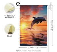 Bandiera da giardino per esterni al tramonto delfino bandiere da giardino a doppia faccia Primavera Benvenuto Bandiera da giardino in iuta Bandiere da giardino per casa, cortile, fattoria, decorazione