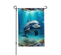 Bandiera da giardino per esterni bandiere di benvenuto 71 x 101 cm bandiera stagionale da cortile bandiera subacquea mondo delfino bandiere di San Valentino per la primavera decorazione della casa