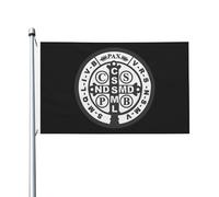 Bandiera da giardino per esterni con medaglia di San Benedetto, 3x5 piedi, con occhiello