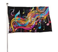 Bandiera da giardino per esterni, con note musicali colorate, con occhielli in ottone, resistente allo sbiadimento, per tutte le stagioni, 152,4 x 243,8 cm