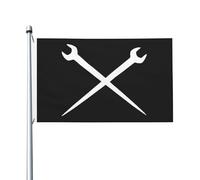 Bandiera da giardino per esterni con occhiello, 3x5 piedi, con scritta "Ferraio con attrezzi incrociati" e collo rotondo