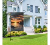 Bandiera da giardino per esterni tramonto sul lago bandiere da giardino a doppia faccia Primavera Benvenuto Bandiera da giardino in iuta Bandiere da giardino per casa, cortile, fattoria, decorazione