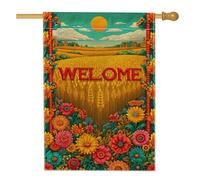 Bandiera da giardino per festival del raccolto autunnale, vivaci campi di grano e girasoli, striscione decorativo per la casa, bandiera decorativa da cortile su entrambi i lati per la decorazione