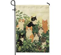 Bandiera da giardino per gli amanti dei gatti, ritratti colorati di gatti, decorazione da cortile per esterni, in iuta su entrambi i lati, decorazione stagionale per la casa per gli appassionati di