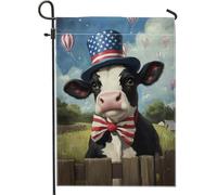 Bandiera da giardino per il quarto di luglio, mucca patriottica con stelle e strisce, striscione stagionale su entrambi i lati per il giorno dell'indipendenza, decorazione esterna 30,5 x 45,7 cm