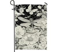 Bandiera da giardino per insetti, per primavera ed estate, in bianco e nero, decorazione a farfalla, bandiere da giardino, bandiera da patio double face, decorazione per prato esterno, 12 x 18