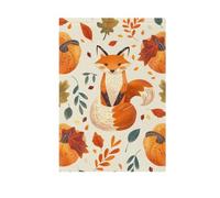 Bandiera da giardino per la casa, motivo foglie, volpe, raccolta, zucca, striscione double face, decorazione stagionale per esterni, piccola tela da imballaggio, 30,5 x 45,7 cm