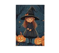 Bandiera da giardino per la casa, piccola strega di Halloween, stampa su entrambi i lati, per cortile, fattoria, feste, vacanze, decorazione esterna 30,5 x 45,7 cm