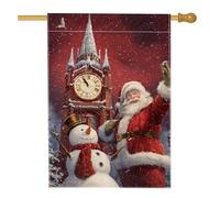 Bandiera da giardino per le vacanze natalizie, decorazione per esterni con Babbo Natale e pupazzo di neve, decorazione per esterni su entrambi i lati, per decorazione invernale del prato, 71 x 101 cm