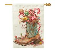 Bandiera da giardino per le vacanze natalizie, decorazioni colorate a forma di caramella, striscione in iuta su entrambi i lati, per decorazioni da giardino per esterni, 71 x 101 cm