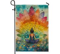 Bandiera da giardino per meditazione, bandiera floreale colorata per chakra, decorazione per la casa, bandiera da cortile in iuta su entrambi i lati, per la decorazione del prato esterno, arte