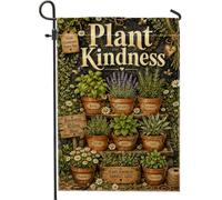 Bandiera da giardino per piante, vaso botanico rustico con crisantemo verde primavera iuta doppia faccia piccola bandiera da giardino per patio esterno prato portico ingresso campeggio 30,5 x 45,7 cm