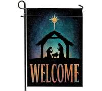 Bandiera da giardino per presepe, stella religiosa natalizia nera su entrambi i lati, decorativa, per esterni, patio, prato, portico, ingresso, campeggio, 30,5 x 45,7 cm