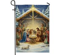 Bandiera da giardino per presepe, tradizionale stella pastore natalizio blu su entrambi i lati, piccola bandiera da giardino per esterni, patio, prato, portico, ingresso, campeggio, 30,5 x 45,7 cm