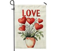 Bandiera da giardino per San Valentino, decorazione floreale a forma di cuore, bandiera per esterni, double face, cartello d'amore per la casa e il cortile, 30,5 x 45,7 cm