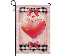 Bandiera da giardino per San Valentino, fiocco a forma di cuore di pesca, decorazione per la casa, bandiere da giardino, bandiere da giardino, bandiera da cortile in tela di iuta, decorazione per