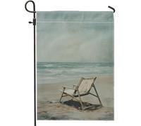 Bandiera da giardino per sedia da spiaggia, scena oceanica azzurra, decorazione estiva per esterni, striscione su entrambi i lati in tessuto per la decorazione della casa costiera 30,5 x 45,7 cm