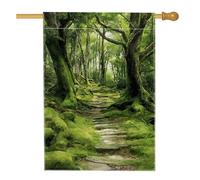 Bandiera da giardino per sentiero della foresta lussureggiante, bandiera, decorazione per esterni, bandiera da cortile a doppia faccia, decorazione per paesaggi primaverili ed estivi, 71 x 101,6 cm