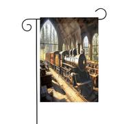 Bandiera da giardino personalizzabile: design unico personalizzato per decorazioni esterne, regali perfetti per il giardinaggio, decorazioni natalizie e invernali, treno misterioso in poliestere