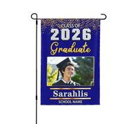 Bandiera da giardino personalizzata per laurea 2026, foto personalizzata, nome e classe scolastica del 2026, decorazione per feste su entrambi i lati, regalo di laurea orgoglioso di te per laureati