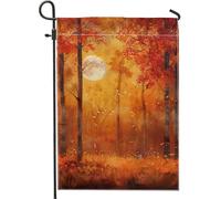 Bandiera da giardino piena luna della foresta autunnale decorazione stagionale arancione decorazione esterna double face 30,5 x 45,7 cm
