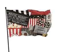 Bandiera da giardino Popcorn Popping Circus Ticket Ammetti un film Bandiera Poliestere con 2 occhielli in ottone Banner Colori vivaci e a prova di sbiadimento Bandiera da giardino Bandiere per decoraz