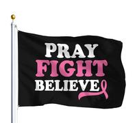 Bandiera Da Giardino Pray Fight Believe Breast Awareness Bandiera Da Cortile Durevole Bandiere Decorative Premium Garden Flag Per Feste Esterno Festival 90X152CM