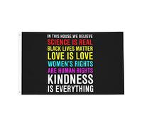 Bandiera Da Giardino Pride In This House We Believe Science Is Real Black Lives Matter Bandiere Decorative Durevole Outdoorbandiera Colore Vivido Bandieradacortile Per Feste Festival 90X152CM