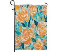 Bandiera da giardino primaverile Acquerello Artistico Piuttosto Floreale Estetica Foglie giallo blu lino segno decorazione decorazione per la casa Decorazione da parete esterno patio giardino interno