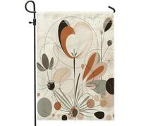 Bandiera da giardino primaverile astratta bohémien bellezza floreale artistica linee moderne bianco marrone lino segno decorazione decorazione per la casa decorazione da parete esterno patio giardino