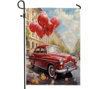 Bandiera da giardino primaverile auto strada urbana palloncino albero moderno nuvola cielo città rosso verde lino segno decorazione decorazione per la casa decorazione da parete esterno patio giardino