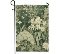 Bandiera da giardino primaverile - Bella pianta botanica fiorita - Foglie di fattoria - Estetica in lino verde - Decorazione per la casa, dimensioni standard di alta qualità