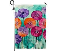 Bandiera da giardino, primaverile colorata viola arancione primavera viola su entrambi i lati bandiere decorative per cortile esterno patio prato portico ingresso campeggio 30,5 x 45,7 cm