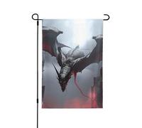 Bandiera da giardino primaverile con drago a luce rossa, vivace decorazione per esterni, per portico, cortile e patio, perfetta per primavera, estate e tutto l'anno, 71 x 101,6 cm