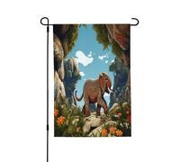 Bandiera da giardino primaverile con elefante disegnato a mano - Bandiere vivaci da cortile per esterni, decorazione perfetta per esterni primaverili e decorazioni per il cortile di Pasqua