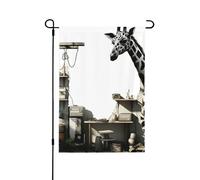 Bandiera da giardino primaverile con giraffa, vernice bianca e nera, vivace decorazione per esterni, per portico, cortile e patio, perfetta per primavera, estate e tutto l'anno, 31,8 x 45,7 cm